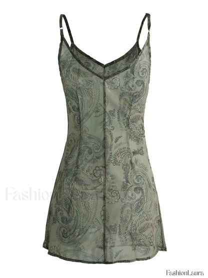 Backless Printed Slip Mini Dress