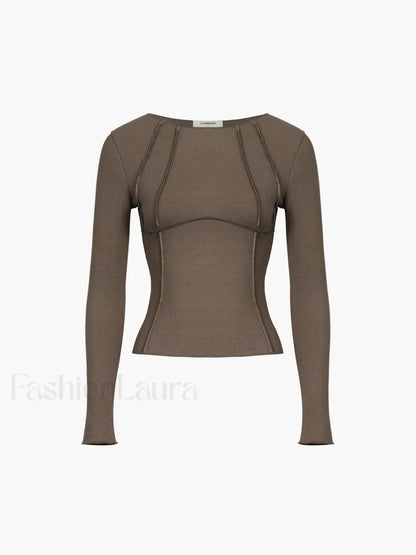 Basic Piping Graceful Long Sleeve Top