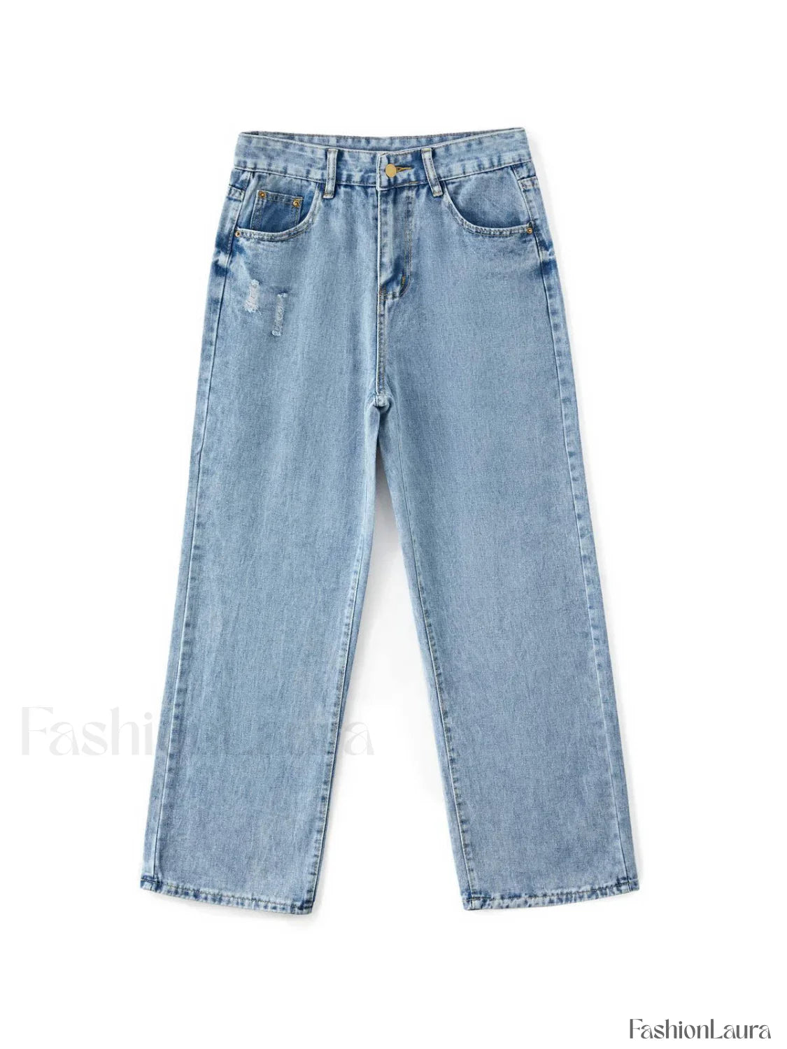 Basic Wash Straight Leg Boyfriend Jeans