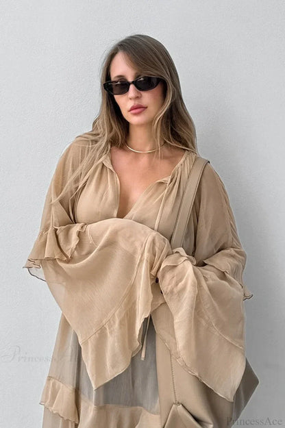 | Batwing Sleeve Maxi Dress in Sun Protection Fabric
