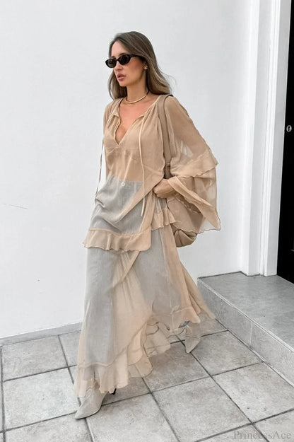 | Batwing Sleeve Maxi Dress in Sun Protection Fabric