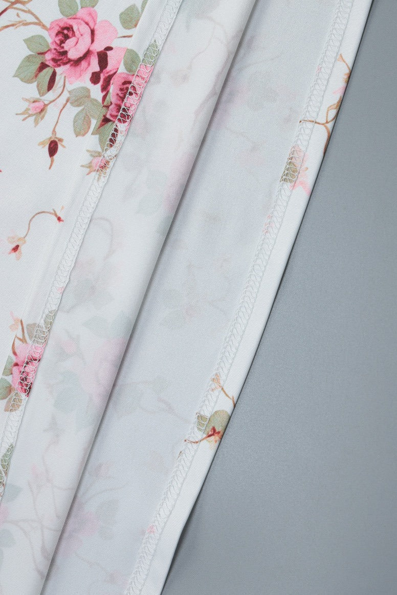 Lace Cup V Neck Floral Print Slip Maxi Dress