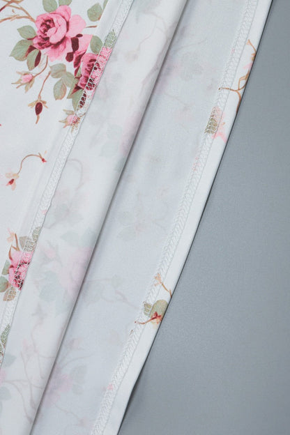 Lace Cup V Neck Floral Print Slip Maxi Dress