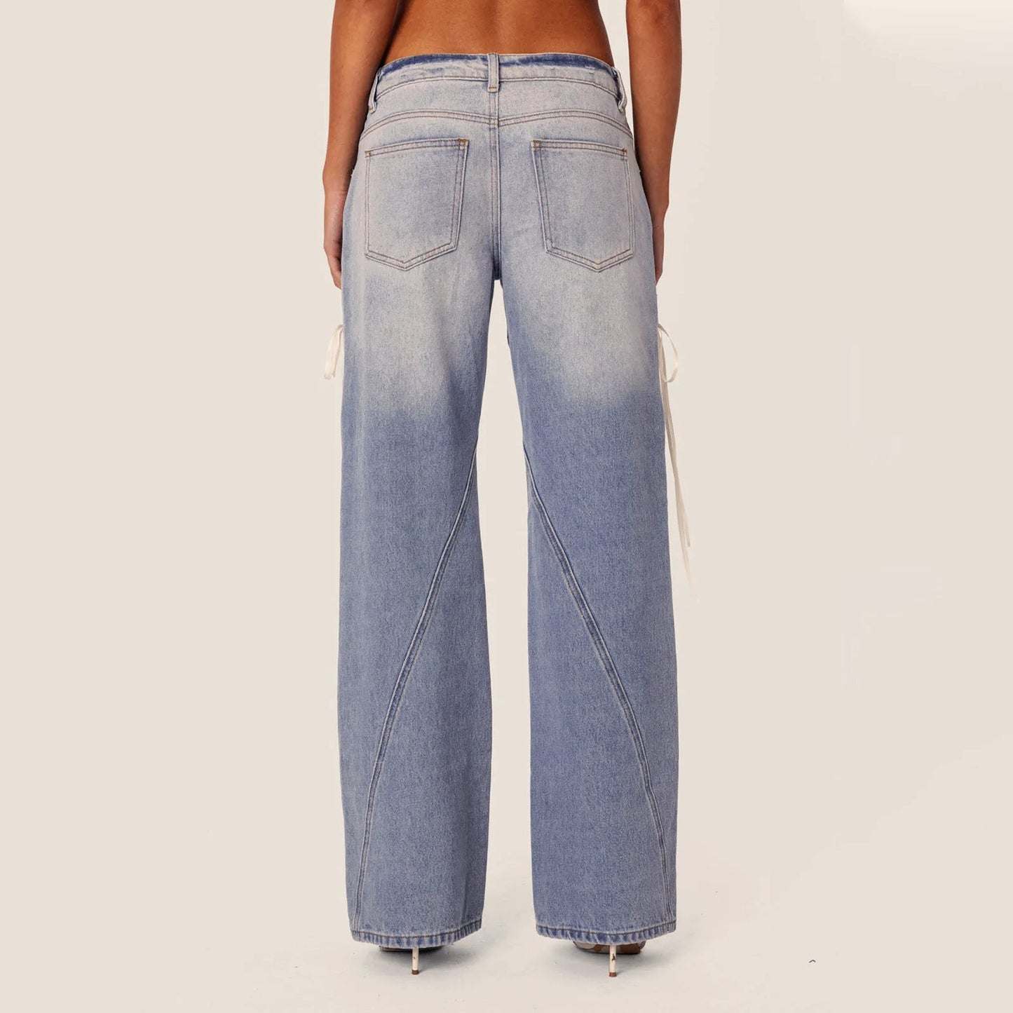 Side Bandage Low Rise Baggy Pant