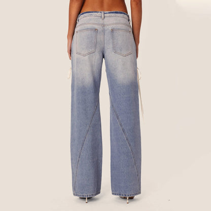 Side Bandage Low Rise Baggy Pant