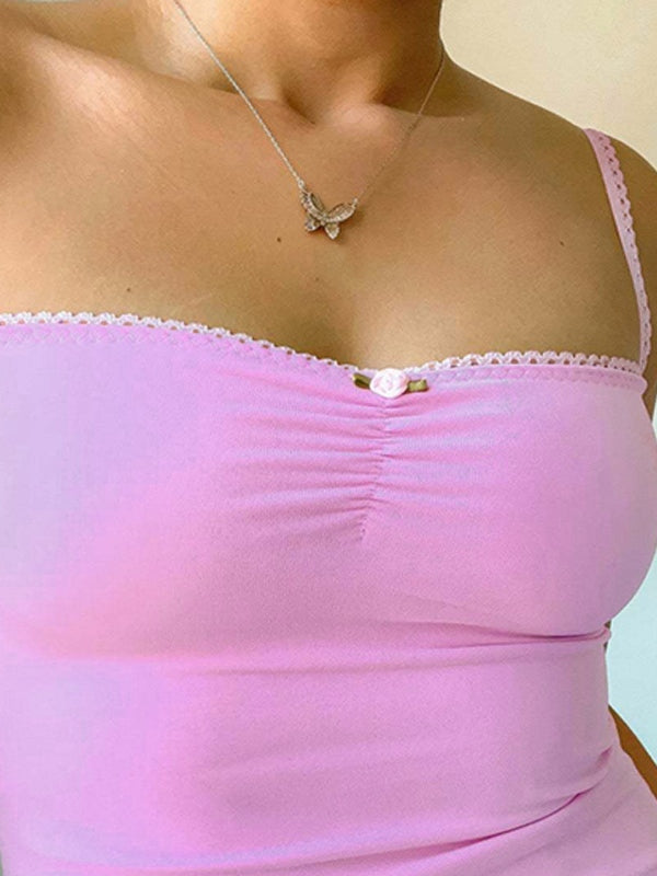 Cutout Trim Ruched Cami Top