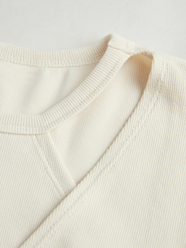 Cutout Irregular Neckline Long Sleeve Tee