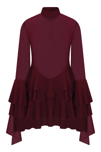 Fashionable Chiffon Long-sleeved Ruffled Slim-fit Mini Dress