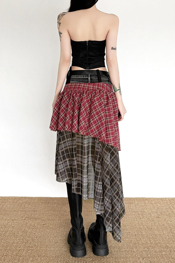 Tartan Wide Waistband Bodycon Skirt