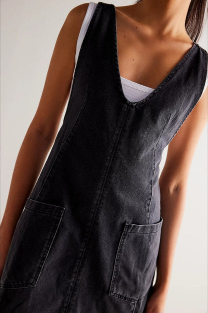 Mini Suspender Denim Dress