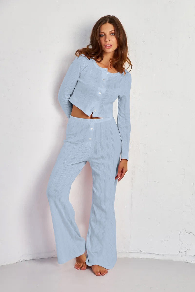 | Soft Casual Cutout Jacquard Two Piece Set
