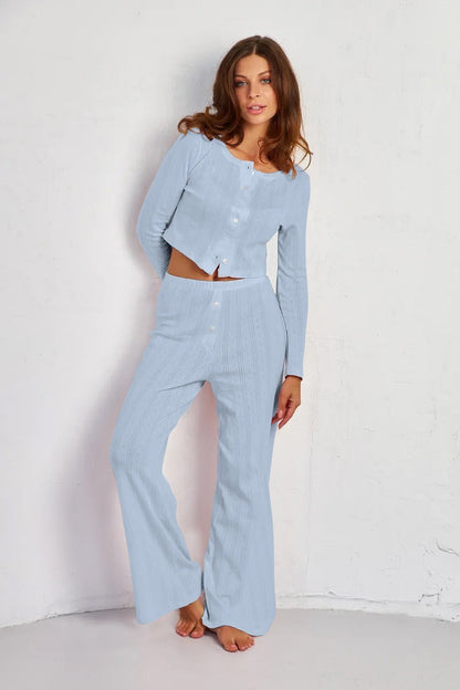 | Soft Casual Cutout Jacquard Two Piece Set