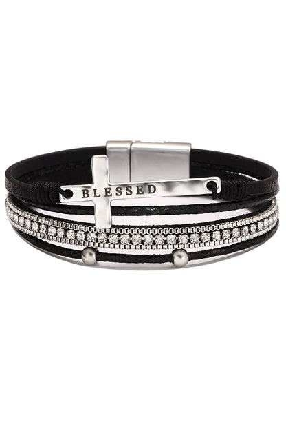 Bohemian Cross Diamond Magnetic Clasp Bracelet