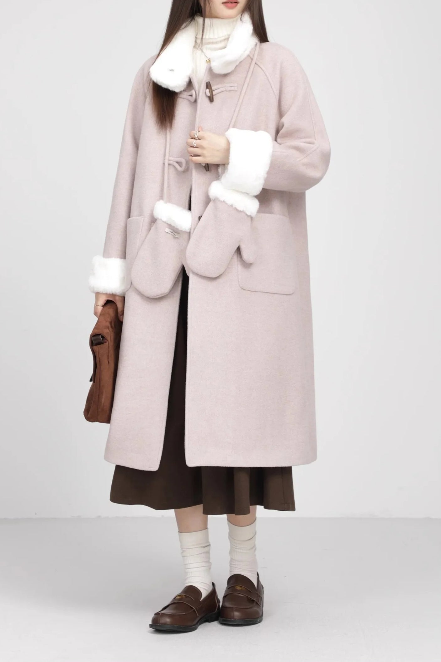 Retro Patchwork Horn Button Overcoat