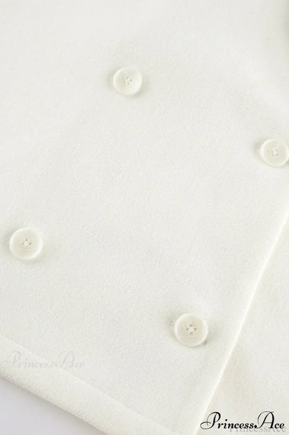 Beige Wool Blend Collared Mid Length Coat