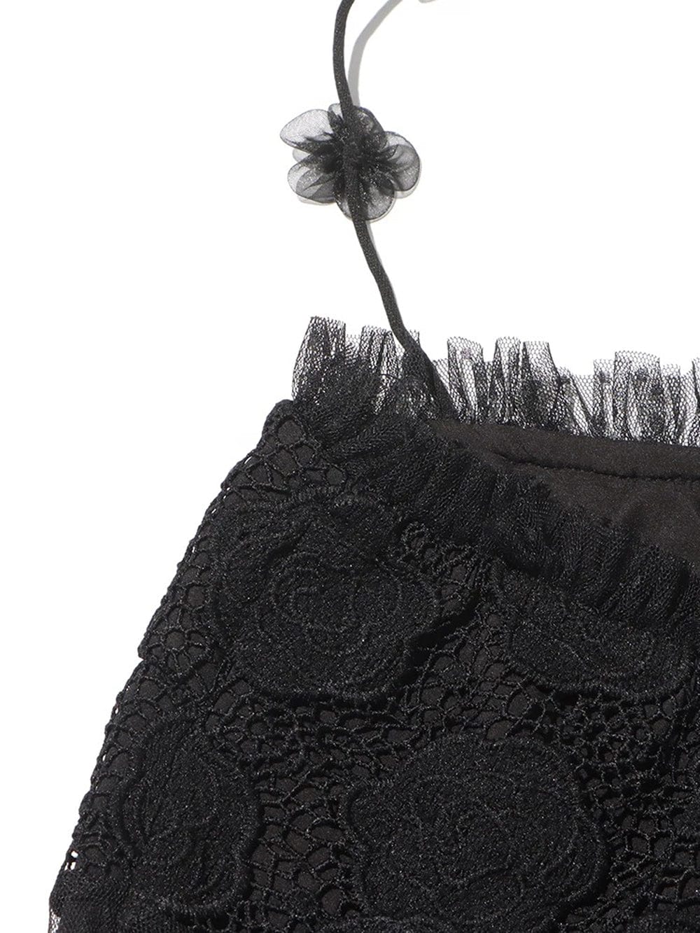 Floral Lace Spaghetti Strap 3D Floral Applique Tiered Ruffle Hem Maxi Dress