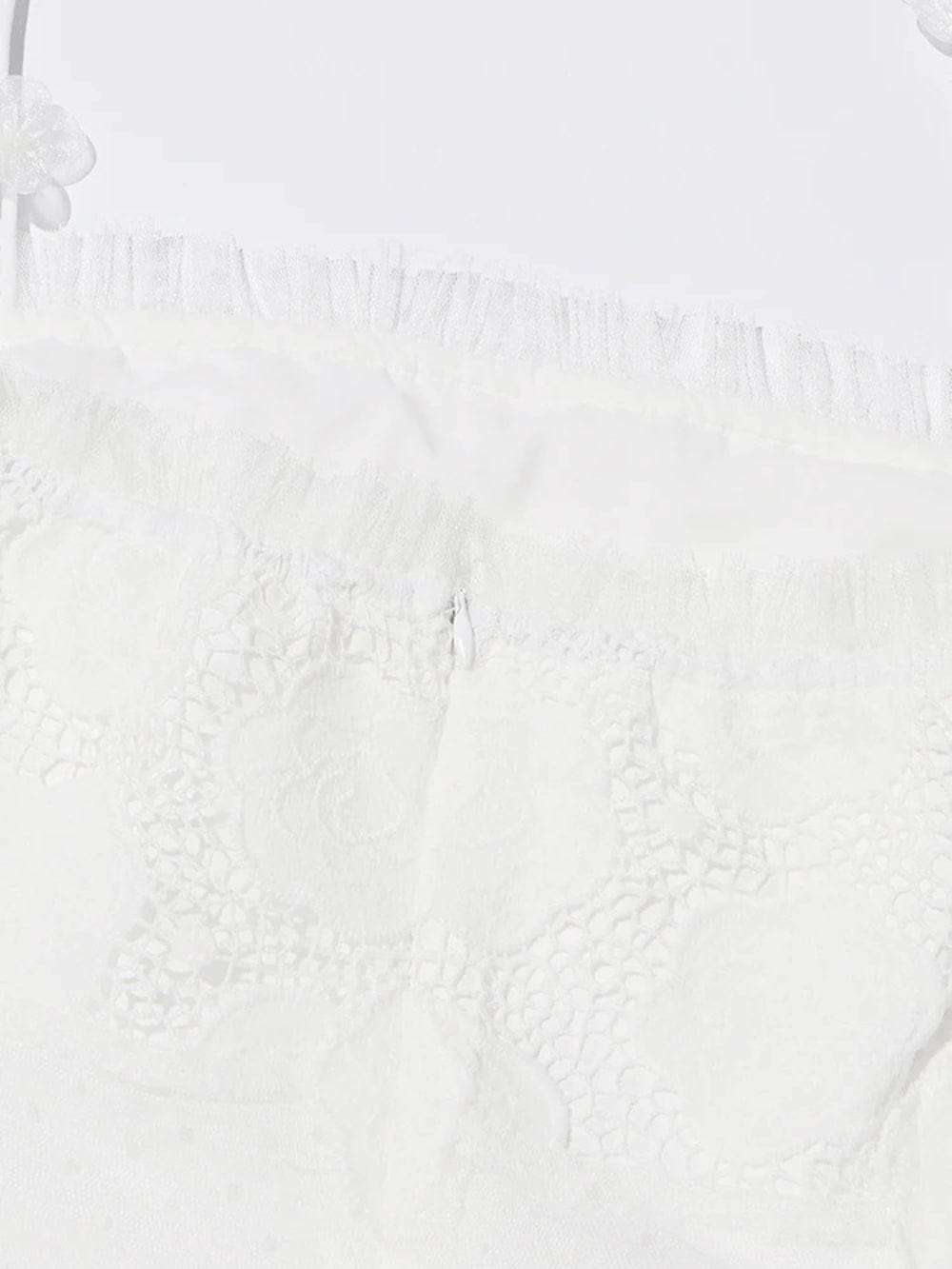 Floral Lace Spaghetti Strap 3D Floral Applique Tiered Ruffle Hem Maxi Dress