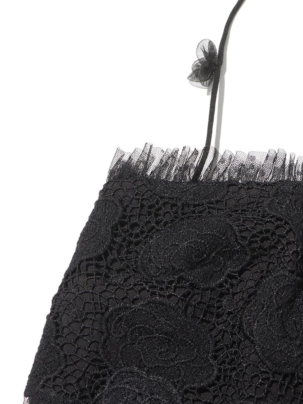 Floral Lace Spaghetti Strap 3D Floral Applique Tiered Ruffle Hem Maxi Dress