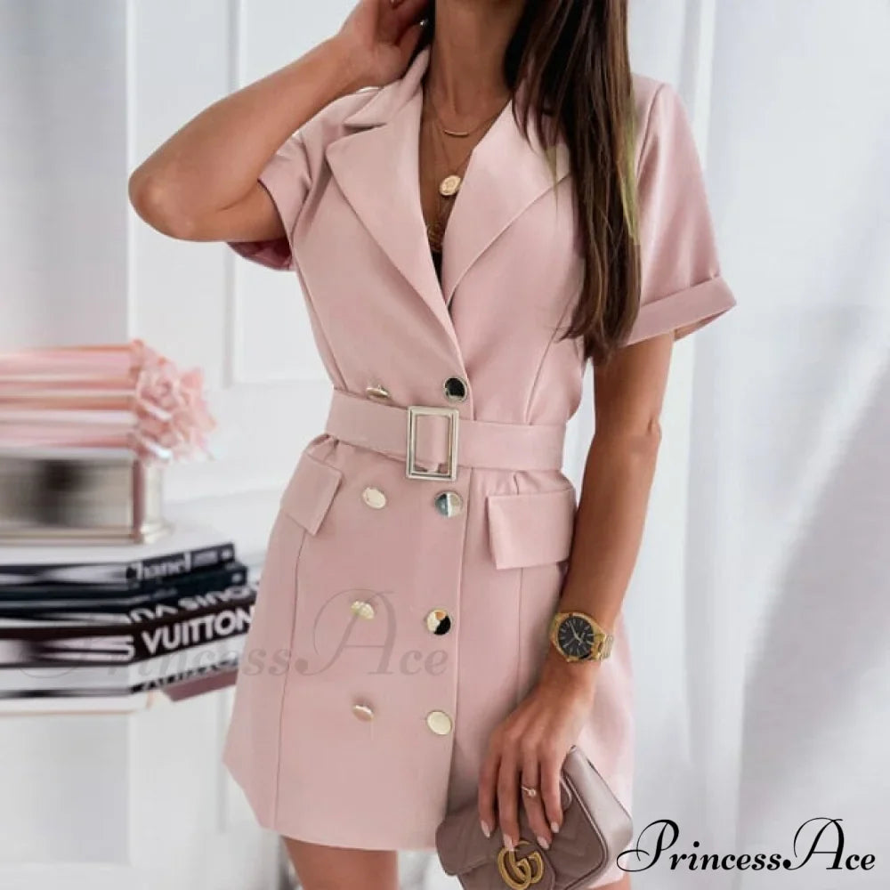 Belted Button Party Dress