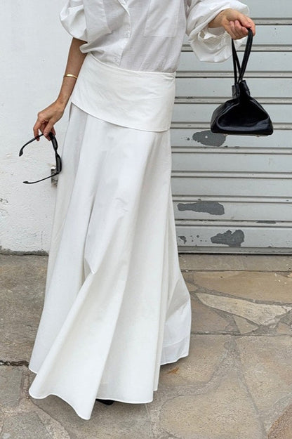 Solid A-Line Midi Skirt