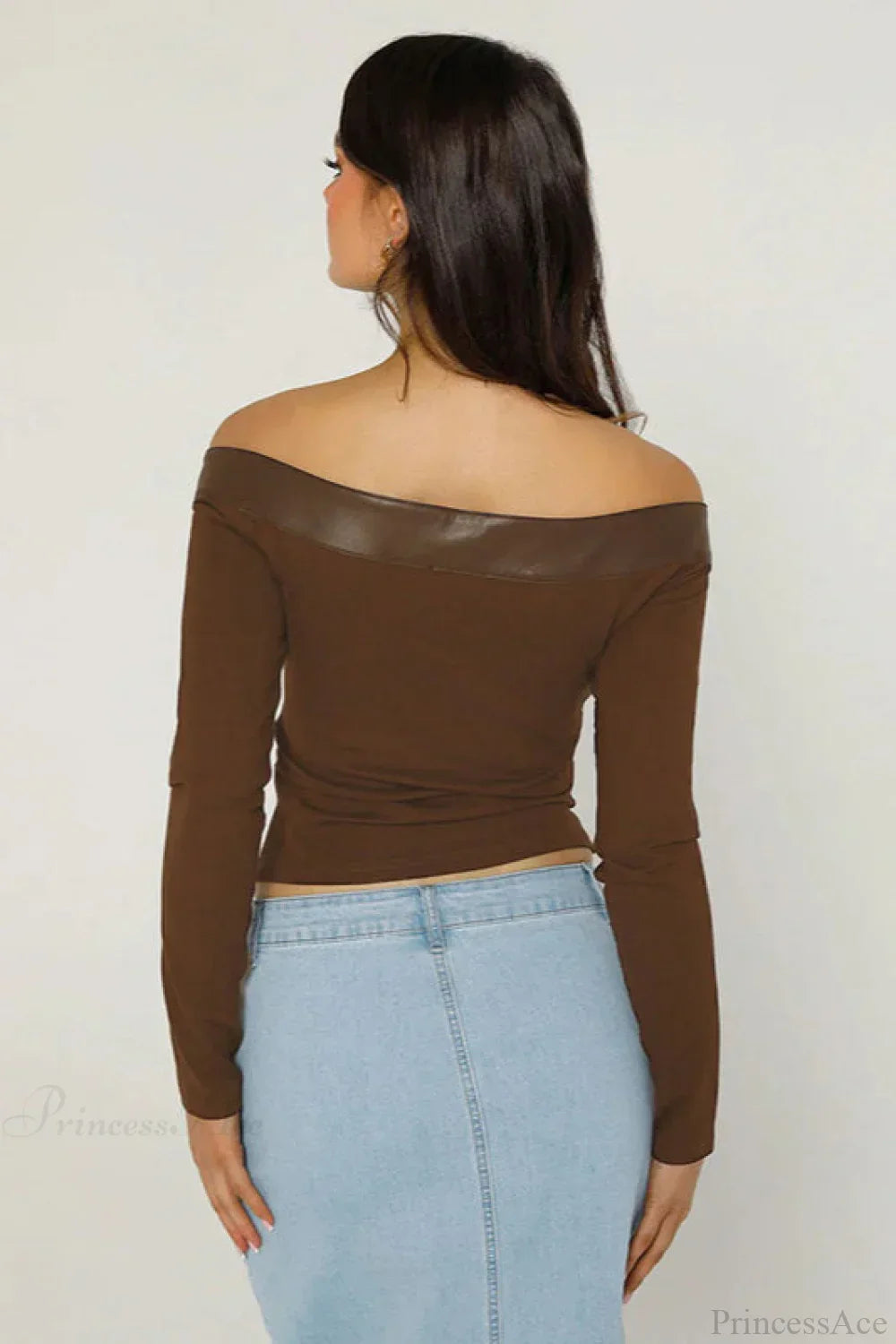 Boat Neck Cutout Fitted Long Sleeve Tee