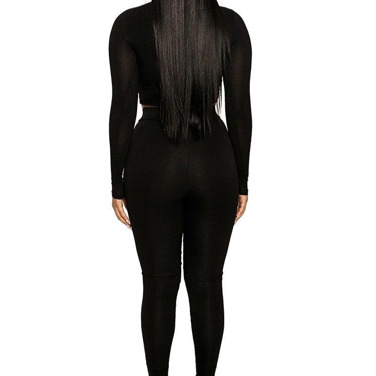 KittenAlarm - Bobbie Long Sleeve Crop Top & High Waist pants Set