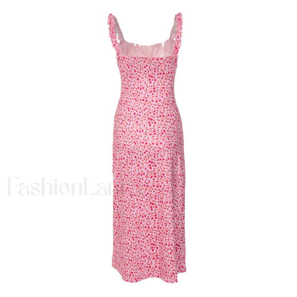 Bohemian Flower Print Ruched Detail Sleeveless Midi Sundress - Red