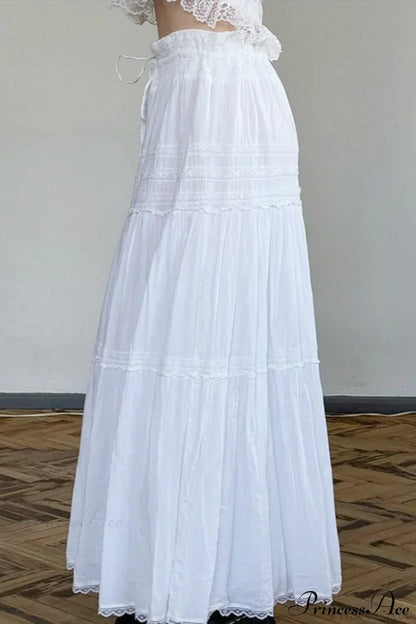 Boho Pleated Drawstring Maxi Skirt