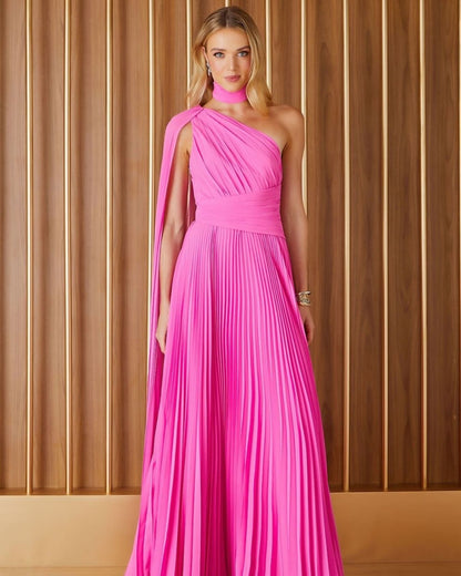 Rose Red Chiffon Shawl Formal Dress Customized