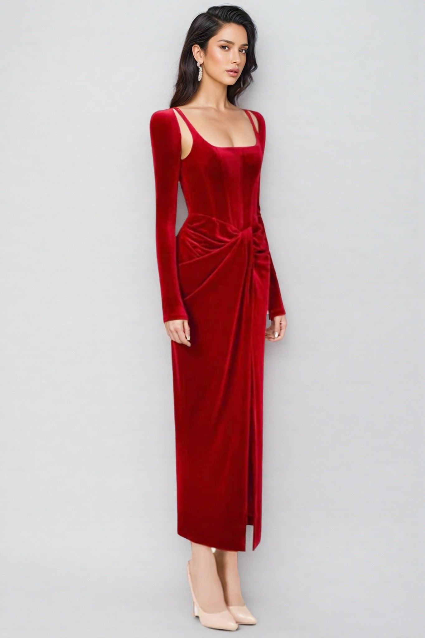 Bardou Pleated and Twisted Ultra Maxi Dress