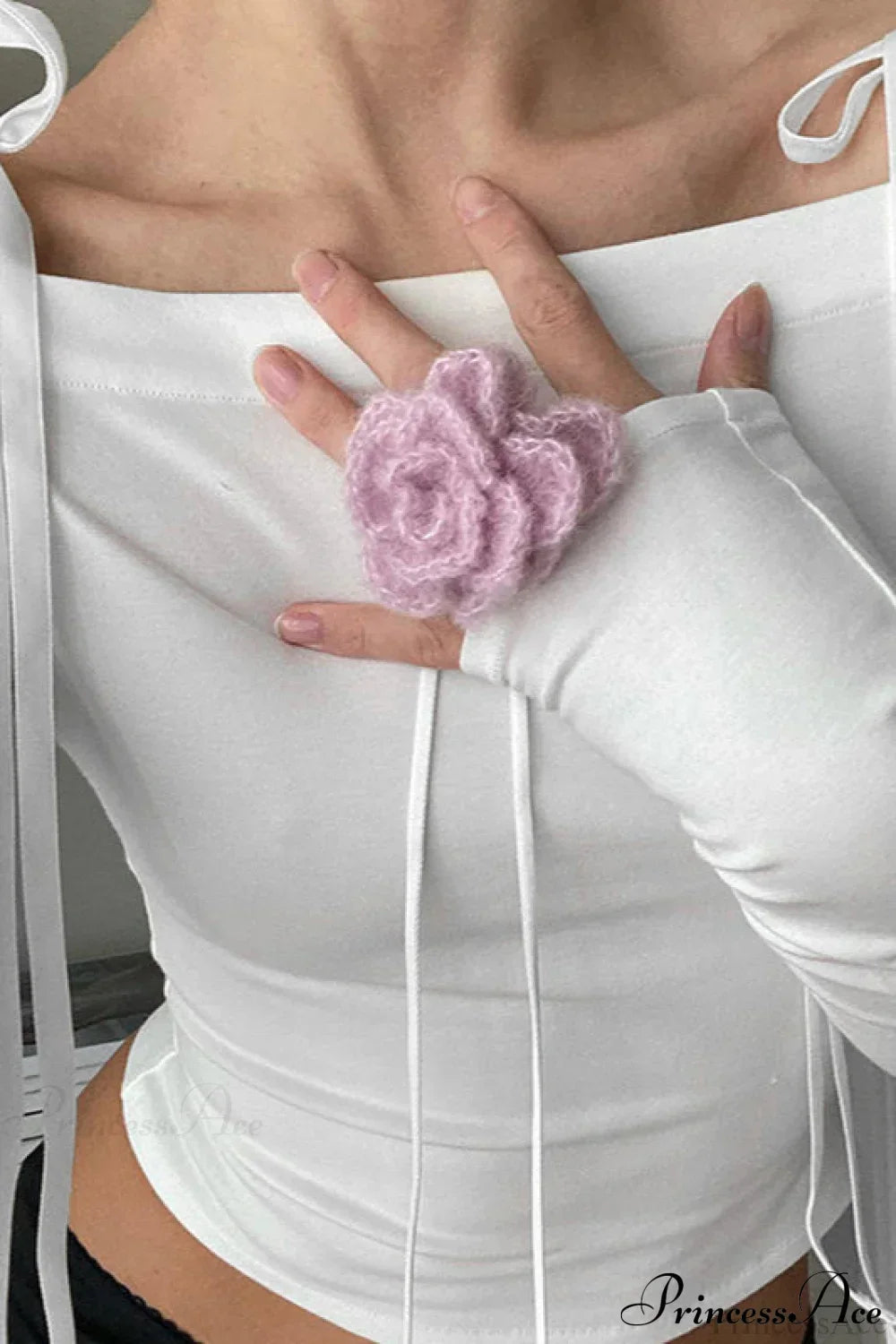 Bow Belted Off Shoulder Backless Long Sleeve Crop Top