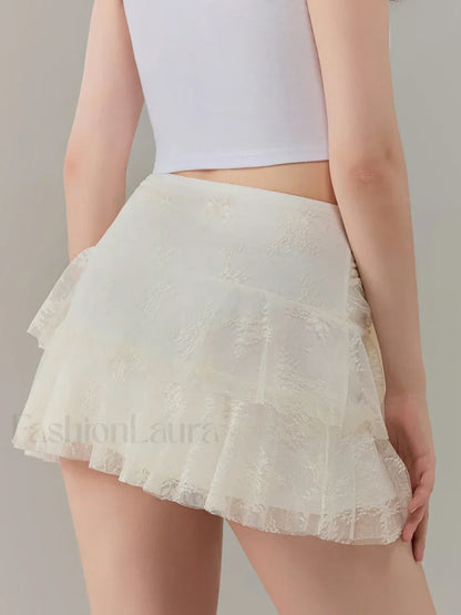 Bow Front Ruffle High Waist Skirt