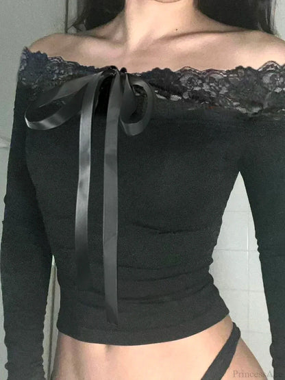 Bow Off-shoulder Knit Top