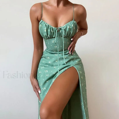 Bow Spaghetti Strap Floral Dress