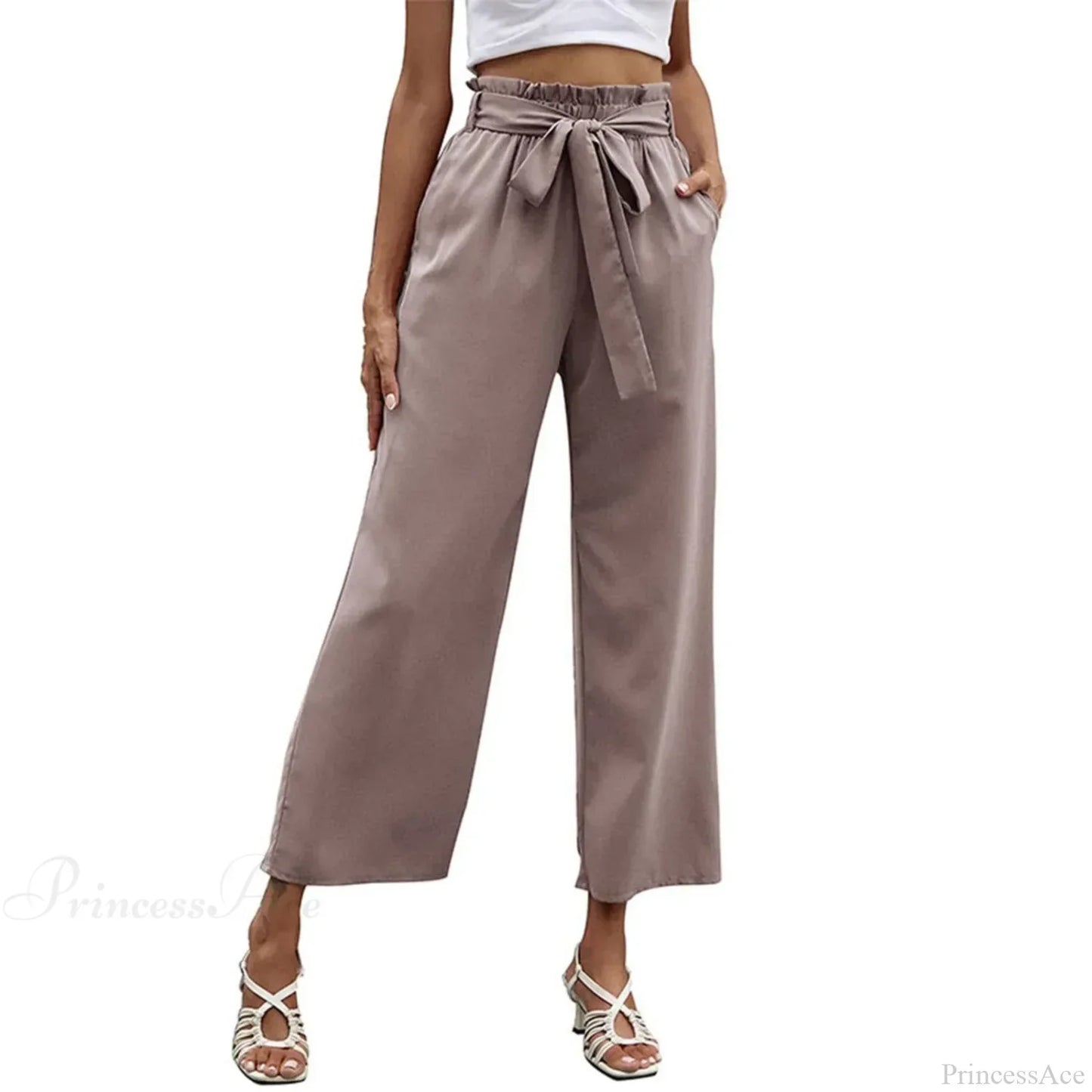 Bow Waistband Pleated Cotton Linen Pants