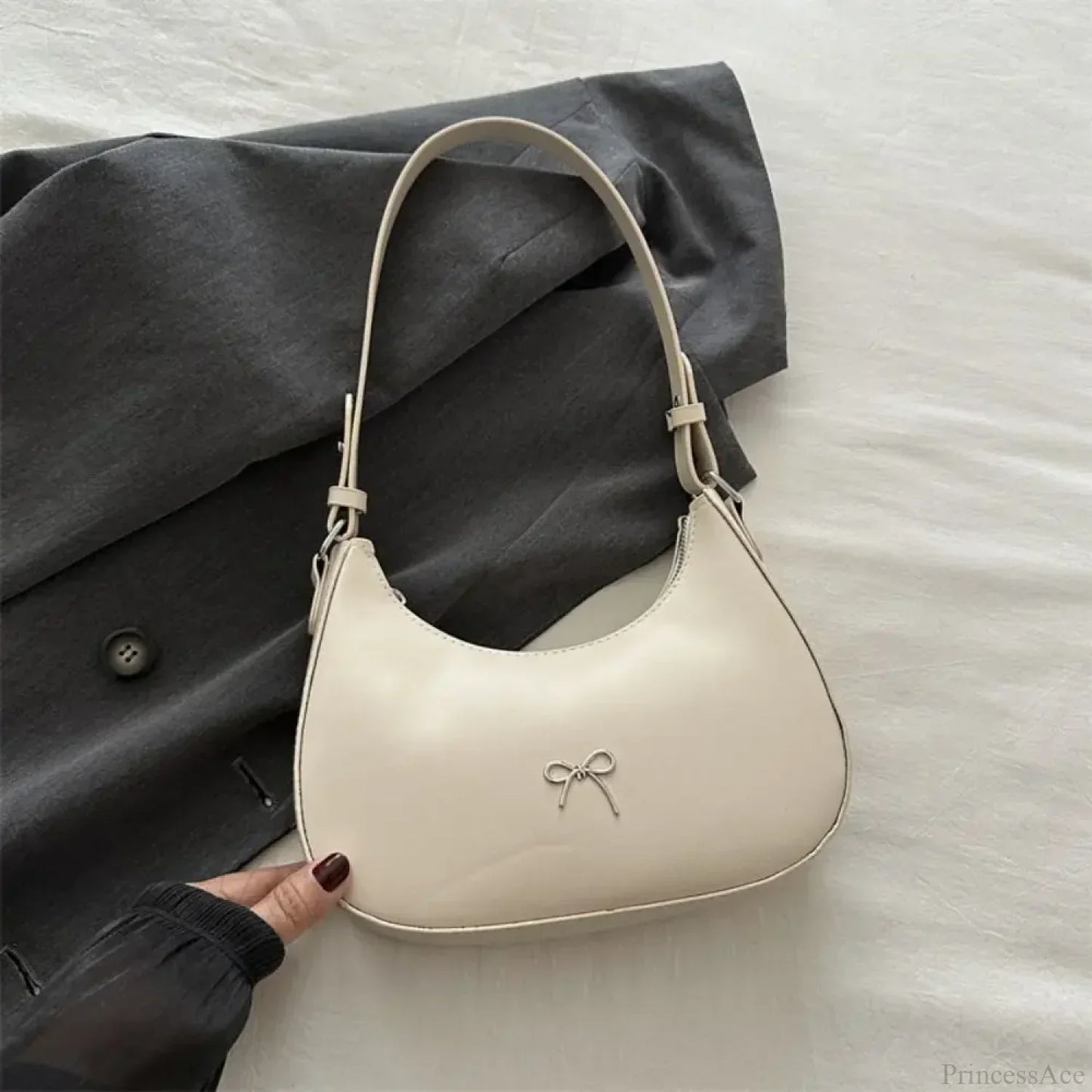 Bowknot Solid PU Leather Shoulder Bag
