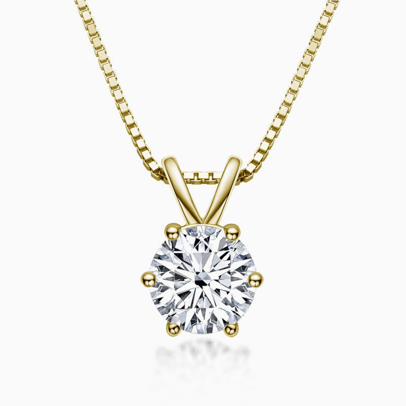 Box Chain Sterling Silver Moissanite Solitaire Pendant Necklace