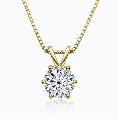 Box Chain Sterling Silver Moissanite Solitaire Pendant Necklace