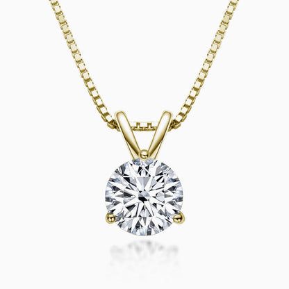 Sterling Silver Moissanite Solitaire Pendant Necklace with Box Chain