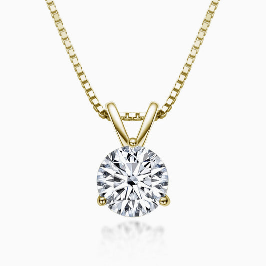 Sterling Silver Moissanite Solitaire Pendant Necklace with Box Chain
