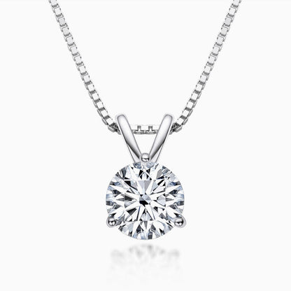 Sterling Silver Moissanite Solitaire Pendant Necklace with Box Chain