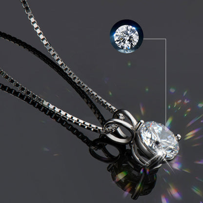 Sterling Silver Moissanite Solitaire Pendant Necklace with Box Chain