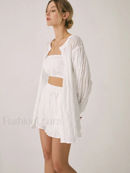 Breathable Three Graceful Piece Shorts Set