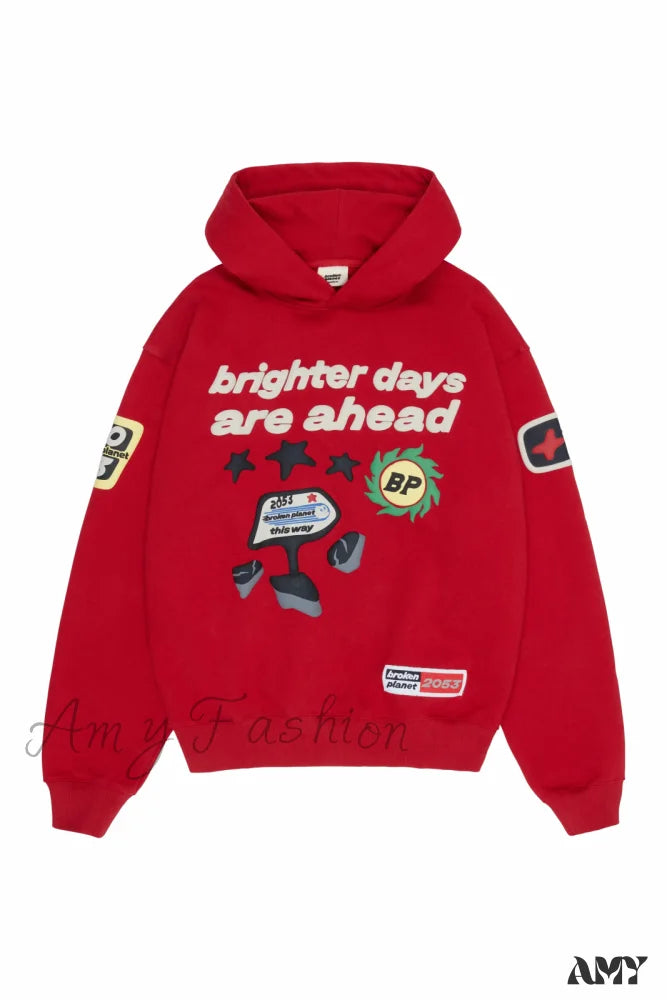 Broken Planet Zipper Y2K Harajuku Hip Hop Cartoon Puff Hoodie