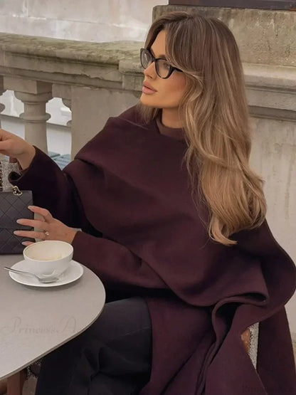 Brown Soft Fluffy Faux Fur Lapel Overcoat