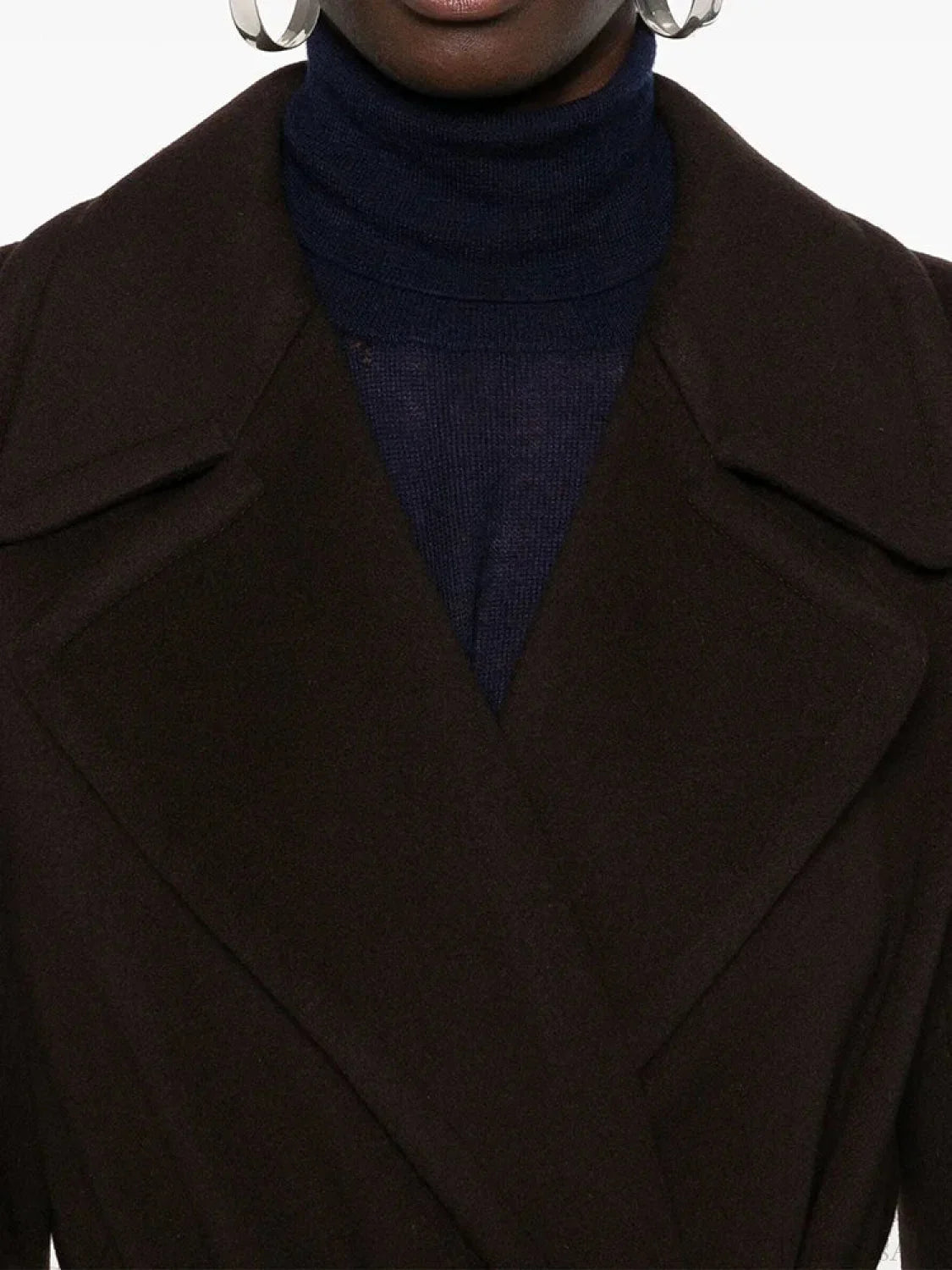 Brown Woolen Lapel Slim Overcoat
