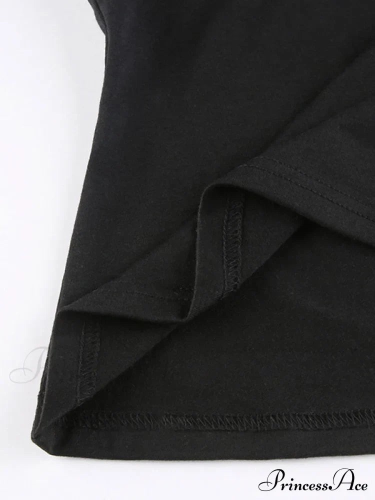 Buckle Strap Black Trendy Bodycon Crop Top