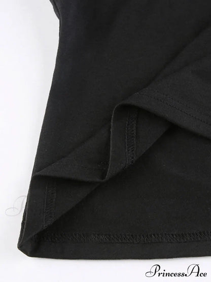 Buckle Strap Black Trendy Bodycon Crop Top