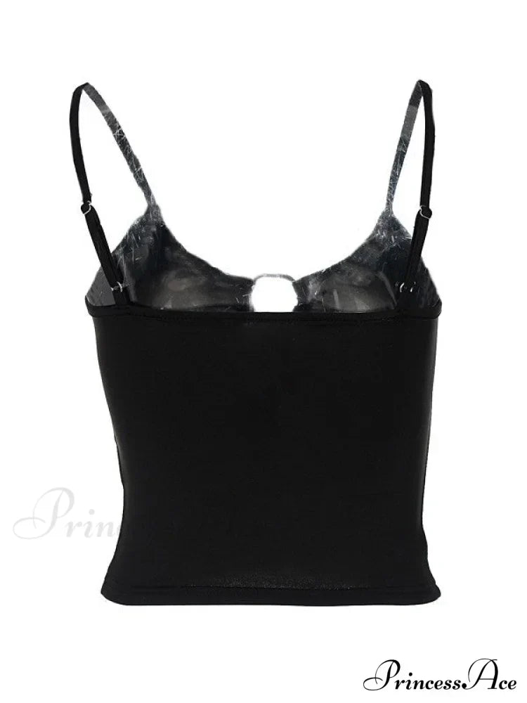Buckle Strap Black Trendy Bodycon Crop Top