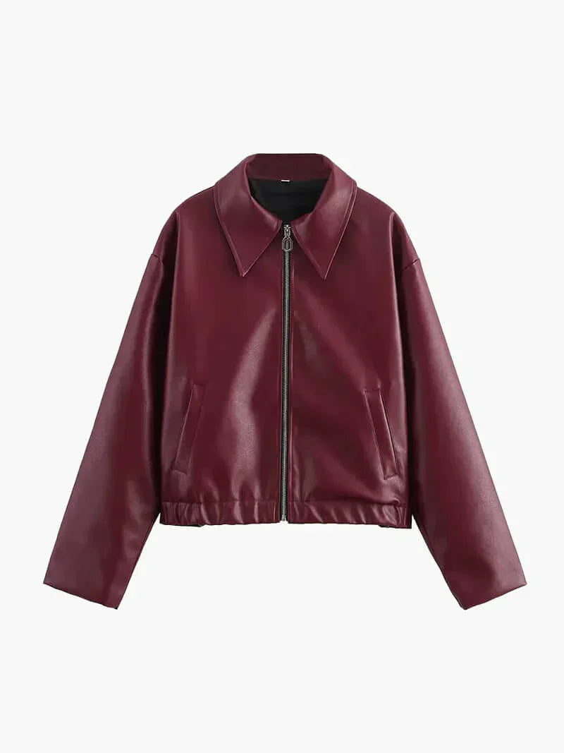 Atelier Faux Leather Jacket | Cropped Modern Fit | Zip Front Design